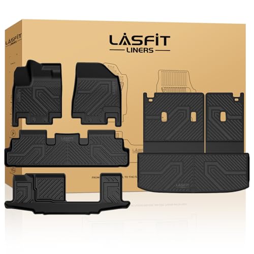 LASFIT Floor Mats & Cargo Mat for Nissan Pathfinder 7/8 Seats 2026 2025 2024 2023 2022 All Weather TPE Custom Fit Floor Liners for Pathfinder Car Mats & Trunk Mats Accessories Black