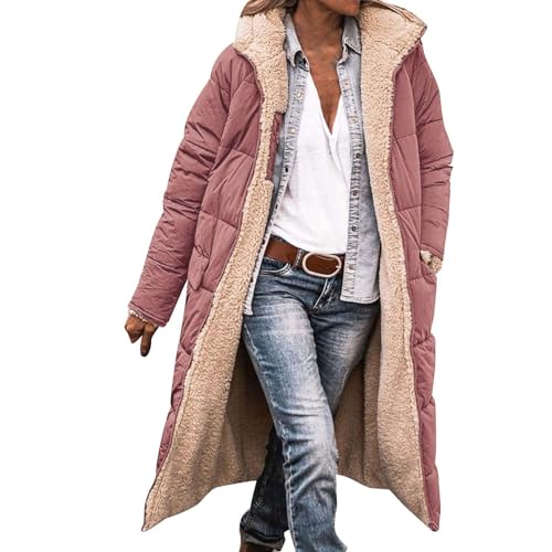Insulated Women Jacket Ladies Fashionable Warm Winter Coat Double Faced Long Sleeve Hooded Down Jacket Warm Fleece Jacket Men