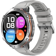 Yihou Military Smart Watch for Men Fitness Watch Fitness Tracker with Heart Rate Monitor Sleep Monitor Step Tracker Big Battery Campass Altitude Waterproof for Android iOS Silvery