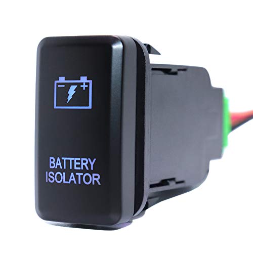 バッテリーアイソレータープッシュボタンスイッチコネクターワイヤー付きトヨタプラドランドクルーザーハイラックスFJクルーザーオンオフスイッチ12ボルト3アンペアブルーLED