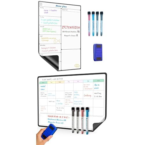 Calendrier Magnétique Frigo A3 Tableau Hebdomadaire et Planificateur Mensuel