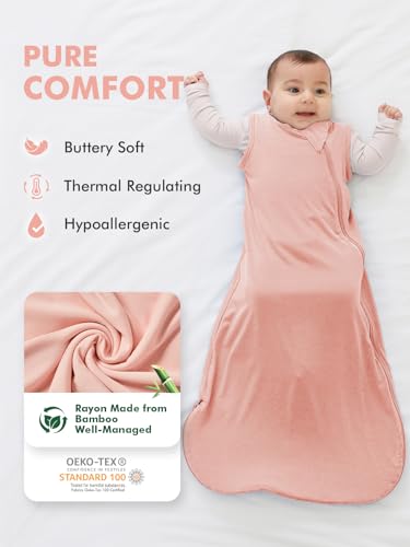 Image of HAPIU Unisex Rayon Made from Bamboo Baby Sleep Sack TOG 0.5, 2-Way Premium Zipper, Wearable Blanket