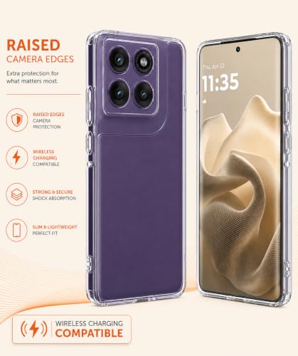Image of ClearPC Clear Hard PC Case for Motorola Moto Edge 60 Pro 5G, Anti-Yellow Transparent Back Cover, Anti-Scratch, Raised Camera Protection, Shockproof Wireless Charging Compatible NonYellowing
