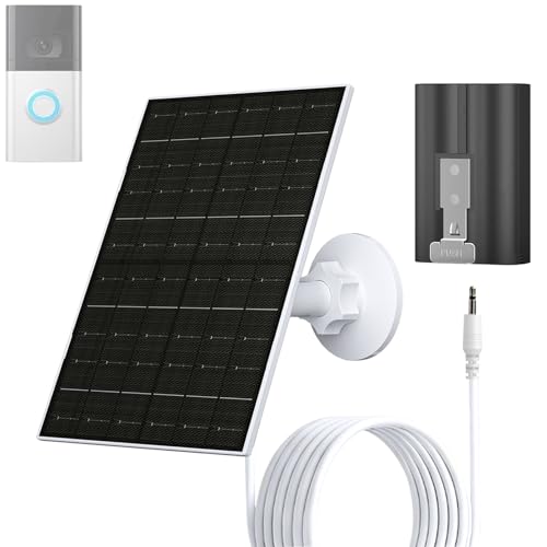 FUTURENZEN 7W Solar Panel Kit for Ring Video Doorbell 2/3/3 Plus/4, 16.4ft Cable, IP65 Waterproof, 360° Adjustable Mount