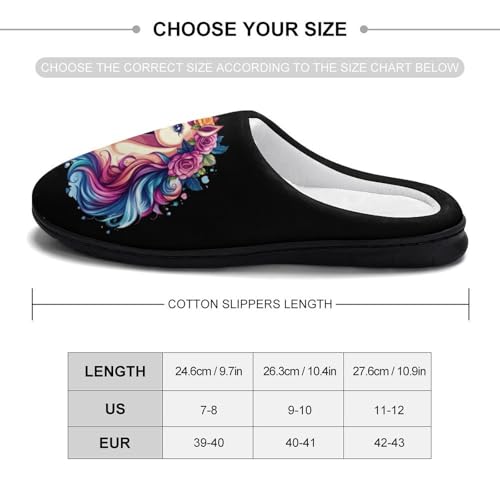 Flower Un-icorn Womens Cotton Slippers Warm House Shoes for Indoor Outdoor2