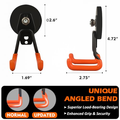 MUTUACTOR Upgraded Magnetic Hooks,4-Pack Heavy Duty Magnetic Garage Hook for Hanging,Φ2.59” 20lbs Magnet Garage Storage System Hooks to Securely Organize Toolboxes, Drill Drivers, Garden Hoses Shovels - Image 5