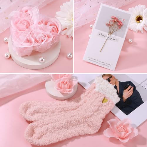 BaiCai Mothers Day Birthday Self Care Get Well Soon Gift Baskets, Pink Relaxing Spa Gift Set Care Package with Blanket, Unique for Mom Wife Grandma Daughter Sister