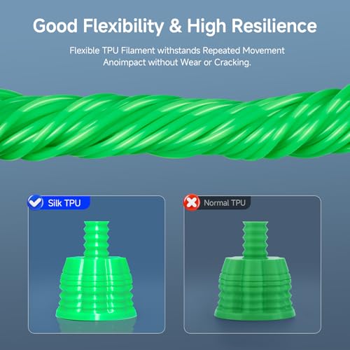 Image of Reprapper Silk TPU Filament, 95A Shore Hardness, 1kg TPU 1.75mm, Elastic 3D Printer Filament, Flexible & Soft Filament for 3D Printer (± 0.03mm) 2.2lb, Green