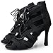 Women's Dance Shoes Fashion High Heeled Sandals For Ladies Lace-up Indoor Performanc Ballroom Tango(Brown-9cm heel,37)