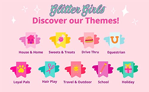 Glitter Girls – 14-Inch Doll Accessories – Shopping Cart Playset – Pink & Purple Rolling Grocery Cart – Play Food Pizza, Ice Cream, and Fruit - 3+ Years