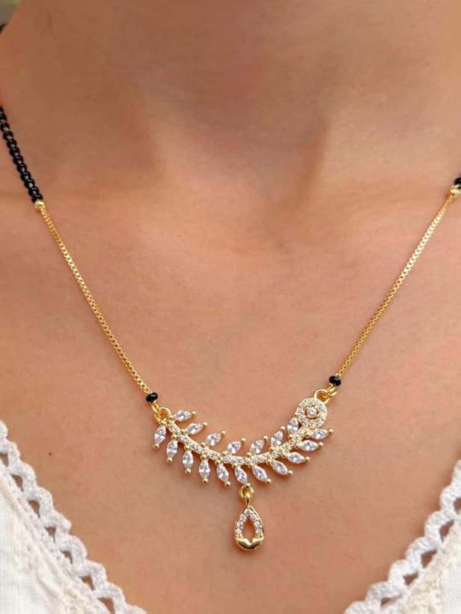 Women's Gold Plated Archi 2.0 Mangalsutra with Artificial Stones