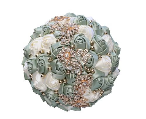 Gkvszy handmade golden rhinestone bouquet
