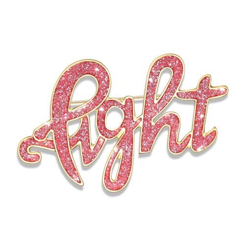 Image of Breast Cancer Awareness Pink Rhinestone Ribbon Pin - Faith Believe Women's Brooch, Survivor Lapel Pin for Cancer Month - Merchandise Accessories Decor
