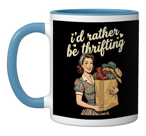 Taza cerámica azul/blanco vintage 11 onzas miniatura 1