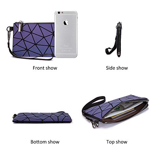 Geometric Luminous Purses and Handbags for Women Holographic Bags Reflective Fashion Backpack Wallet Clutch Sets - Thumbnail 3