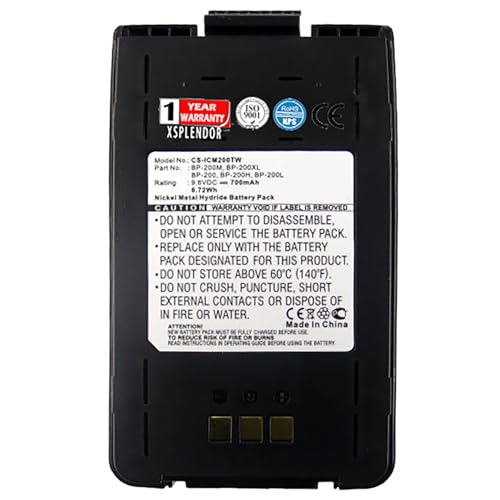 XSPLENDOR XPS Replacement Battery Compatible with ICOM IC-A23 IC-A5 IC-T8 IC-T81 IC-T81A IC-T8A PN BP-200 BP-200H BP-200L BP-200M BP-200XL