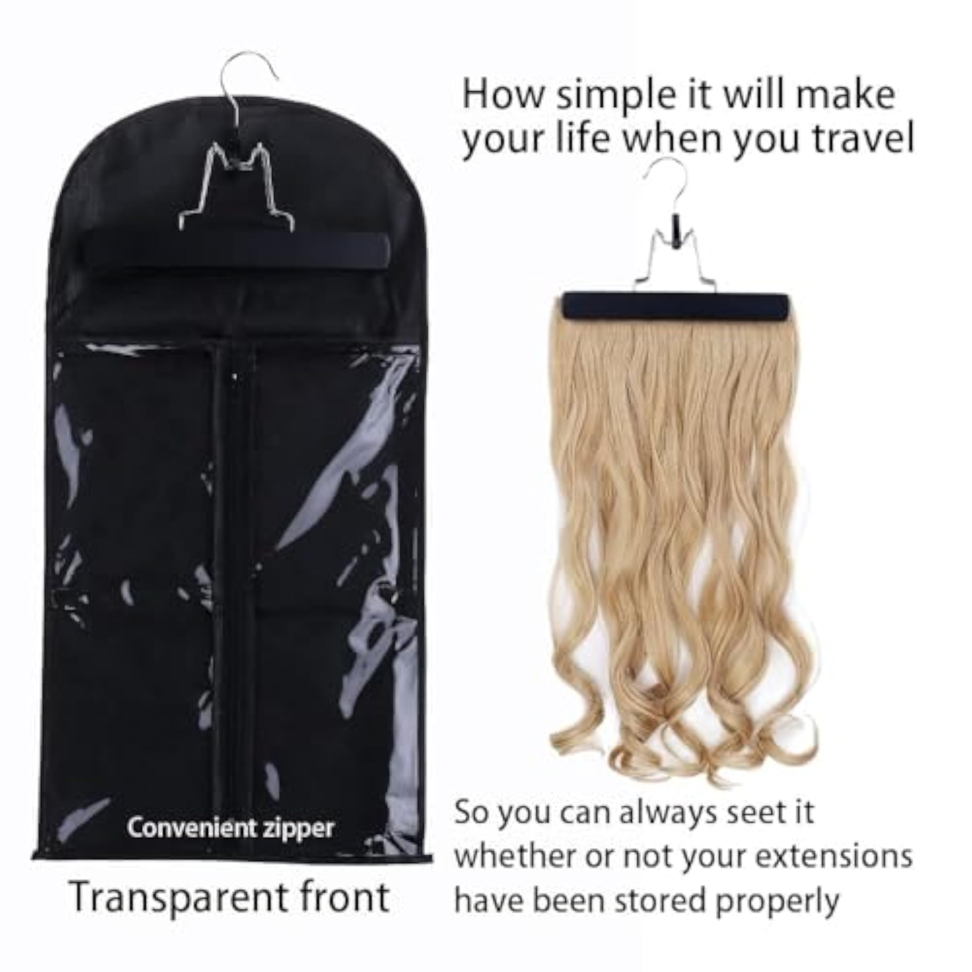 Hair Extensions Carrier & Hanger, Black