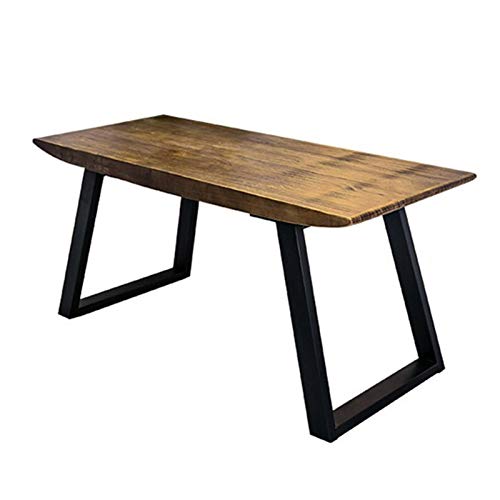SXZenSpace Escritorio RENRUIRUI - Escritorio de Estilo Retro campestre para Ordenador, Oficina en casa, Comedor, Mesa de exposición, Tablero de Pino de 5 cm de Grosor, Soporte de Metal Negro