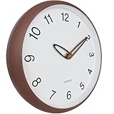 Mabpedo Wall Clock, 12 Inch Wall Clocks Battery Operated, Silent Non Ticking Analog Clock with Large Numbers, Cream Modern Wooden Hands Clocks for Living Room Bedroom Kitchen Hotel Farmhouse, Brown