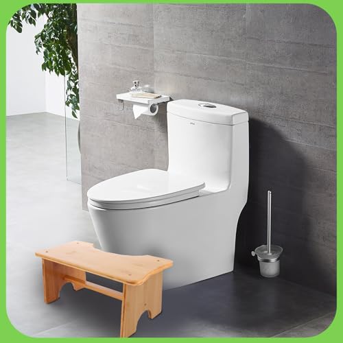 Taburete con caca ASelected de madera, pedal de inodoro portátil y taburete corto de baño 7