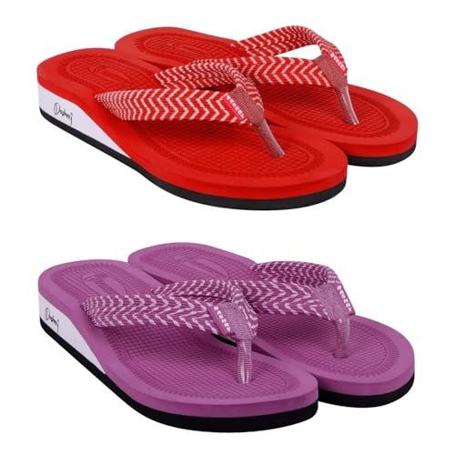 Image of Dashny Women's (1436-1434) |Extra Super Soft Comfortable Slippers |Red Brown Casual Slides Slippers
