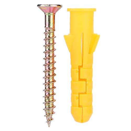 Plastic Expansion Pipe Column Anchor Wall Plug Frame Fixings Expansion Tube + Self-Tapping Screws Fastener Hardware Kit(?10mm 25-Pack)