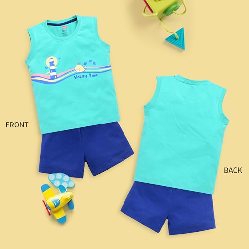 Image of LuvLap Baby Boys 100% Cotton Sleeveless Boys Tank Top & Shorts Set Pack of 3