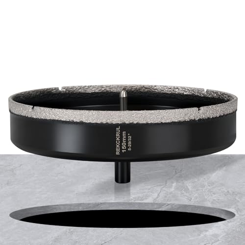 Image of 6 Inch Diamond Hole Saw with Pilot Drill Bit 1PCS | Premium Tile Hole Saws Porcelain, Ceramic, Granite, Marble, Glass , 1-3 /8 inch Cutting Depth, Serrated Edge Wet /Dry Use (150mm)