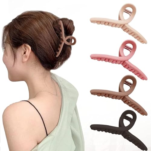 Image of Set of 4 Matte Finish Cross-Loop Hair Claw Clips for Women - Unique Design, Durable Grip, Multicolor Hair Accessories For Girls