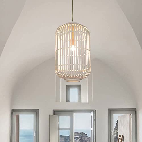Suspension cage oiseaux bambou pour éclairage tamisé de salon cosy