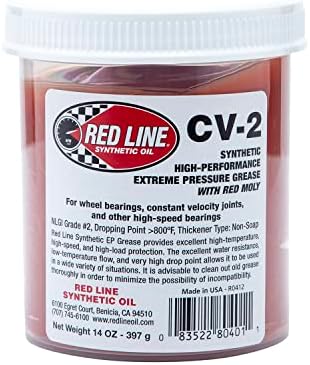 Red Line CV-2 Synthetic High-Performance Extreme Pressure Grease with Red Moly, 14 Ounce Jar