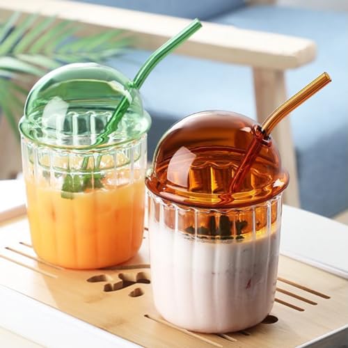 Verres à café glacé esthétiques avec paille et couvercle pour latte