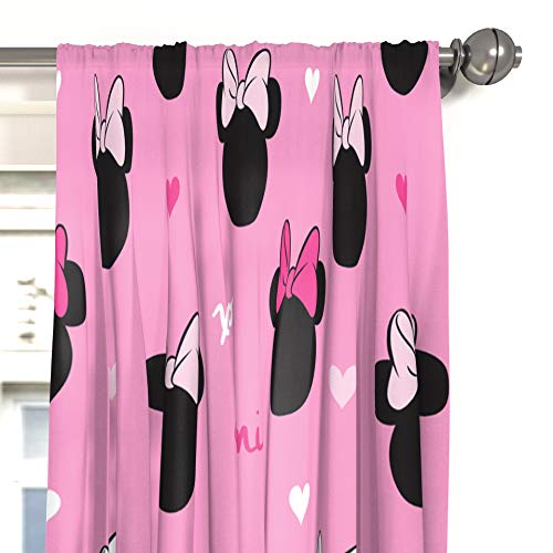 Image of Jay Franco Disney Minnie Mouse Hearts N Love 84 inch inch Drapes - Beautiful Room Decor & Easy Set Up, Bedding - Curtains Include 2 Tiebacks, 4 Piece Set (Official Disney Product)