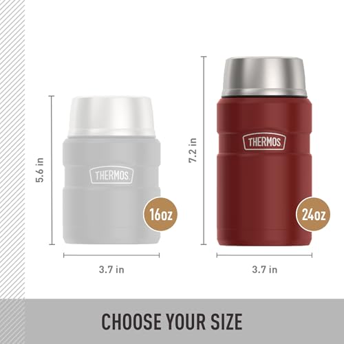 Image of THERMOS Stainless King Vacuum-Insulated Food Jar, 24 Ounce, Matte Red