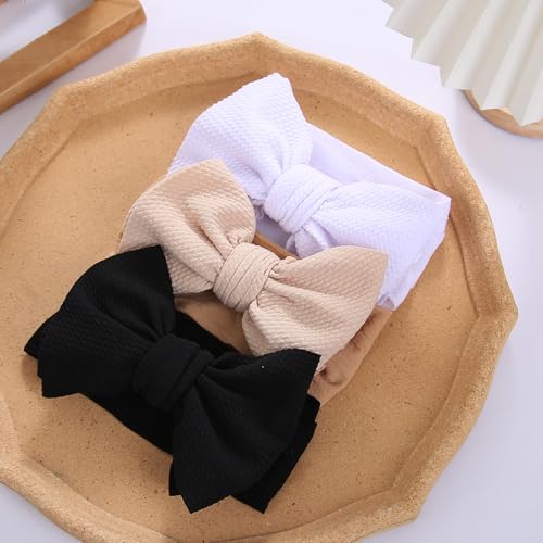 KIDOCHEESE Big Bows for Baby Girls Stretchy Nylon Headbands Oversized Hair Bows Large Hair Bands Hair Accessories for Newborn Infants Toddlers Kids4