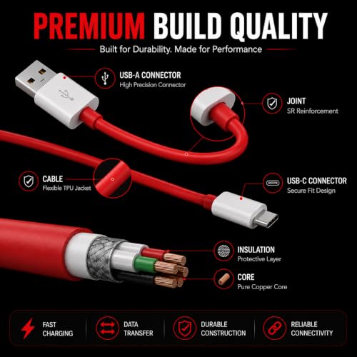 Image of Maxonar 100W USB-A to USB-C Fast Charging Cable Compatible with OnePlus 15, 15R, 13, 13R, 12, 12R, 11, 11R, 10, 10R, 9, 9R, 8, 8T, Nord 5 /4 /3 /2, CE 4 /3 /2 Lite & All USB-C Devices