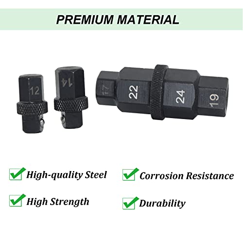 Cnwooaive Hex Axle Tool For Motorcycle Front Axle Wheel, 12 14 17 19 22 24Mm 6 In 1 Motorcycle Hex Allen Axle Spindle Socket Adapter Tool 3/8 Inch #TOP2