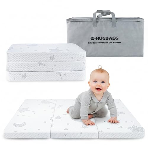 Image of Pack and Play Mattress, 38x26 Dual-Sided Memory Foam Trifold Pack N Play Mattresses with Breathable Washable Cover, Portable Baby Travel Mattress for Pack N Play with Carry Bag