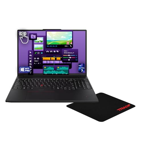 Image of Lenovo ThinkPad P16s Gen 4 Mobile Workstation, Intel Ultra 7-255H, 96 GB DDR5 RAM, 4 TB PCIe SSD, 16 inch WQUXGA (3840x2400) Touchscreen, Intel R Graphics, Backlit Keyboard, W11 Pro, Black+Traix Mousepad
