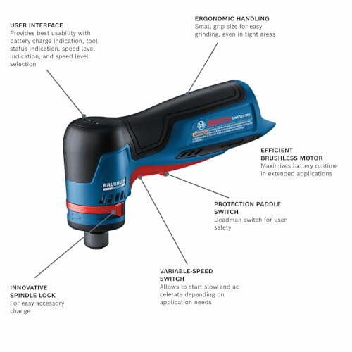 Image of Bosch GWG12V-20SN 12V Max Brushless 1 /4 In. Right Angle Die Grinder