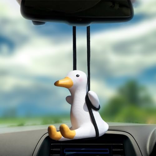 Super Cute Swinging Duck Car Mirror Decor Fun Car Ornament & Dashboard Accessory
