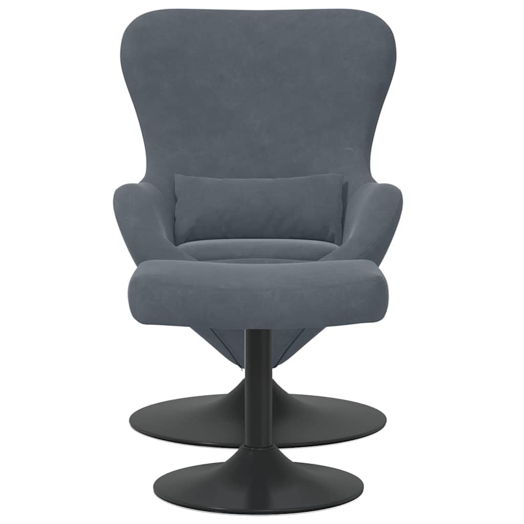 Fauteuil oeuf avec repose-pieds en velours gris foncé, fauteuil de salon pivotant avec accoudoir rembourré, chaise de relaxation ergonomique pour salon et chambre à coucher, design scandinave