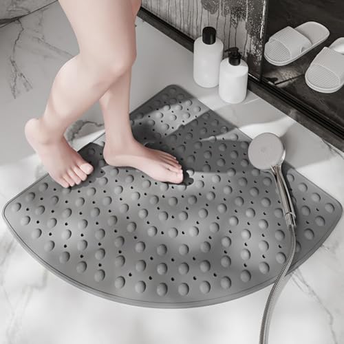 Tappetino da doccia angolare angolare antiscivolo, morbido al tatto, per vasca da bagno e doccia, accessorio ideale per il bagno, 54 x 54 cm, perfetto per sicurezza e comfort