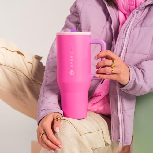 Image of HydroJug Traveler 32oz, Insulated Tumbler with Handle & Straw, Pink Sugar