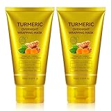 2 Pack Turmeric Vitamin C Collagen Overnight Wrapping Peel Off Mask for Lifting & Firming Face/Neck, Saggy/Dull/Roughed Skin treatment for Clear, Dewy, Radiant Face, 2.53 Oz/75 ML