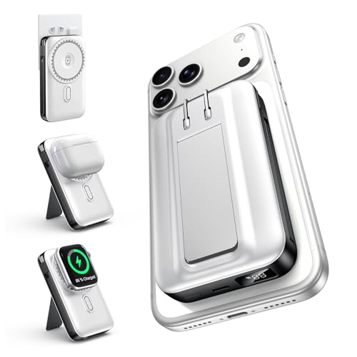 For MagSafe Portable Charger with Wall Plug,3 in 1 Wireless Power Bank with Built-in 2 Cables.10000mAh 22.5W Fast Charging Magnetic Battery Pack for iPhone 17/16/15/14/13/12,Apple Watch,Airpods