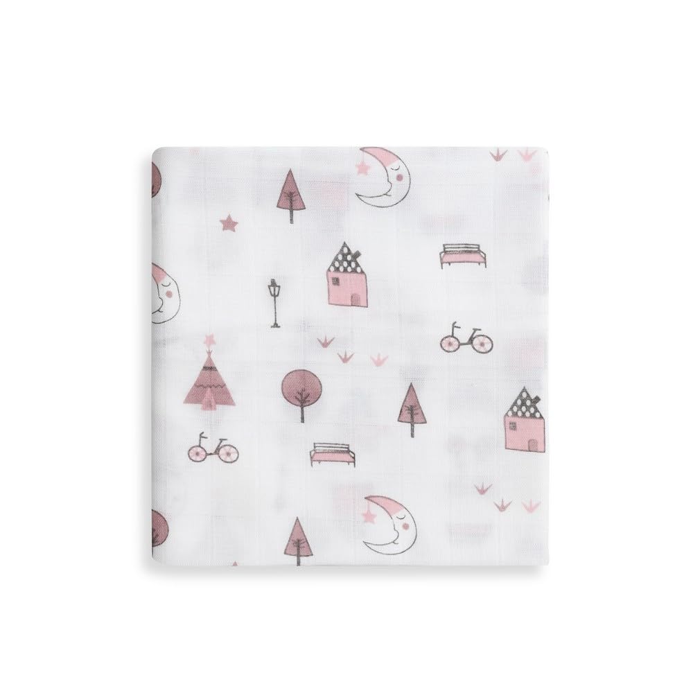 INTERBABY Set di 3 Mussole di Bambù MOON rosa per neonati 55x70 cm