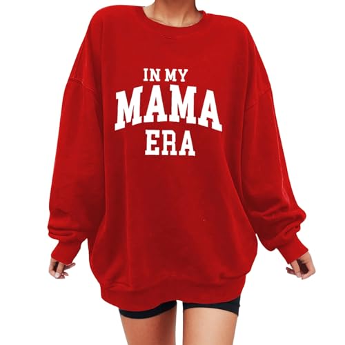 Sweat-shirt femme oversize contre le froid, sweat rouge manches longues taille S ample et doux