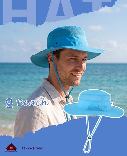 Image of Home Prefer UPF 50+ Men's Sun Hat Wide Brim Bucket Hat UV Protection Hat for Mens Womens Beach Safari Gardening Golf Fishing