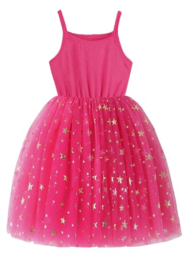 Image of GSVIBK Baby Girls Tutu Dress Sleeveless Toddler Cotton Tulle Skirt Princess Party Prom Dresses